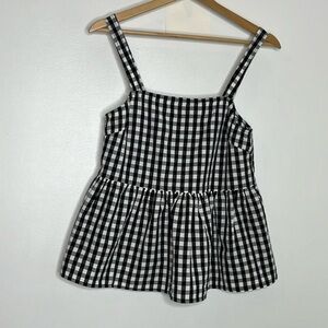 ASOS Black and White Gingham Peplum Tank Top